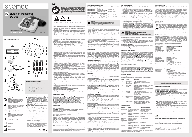 Page n°1 - Manuel utilisateur Ecomed BU-90E