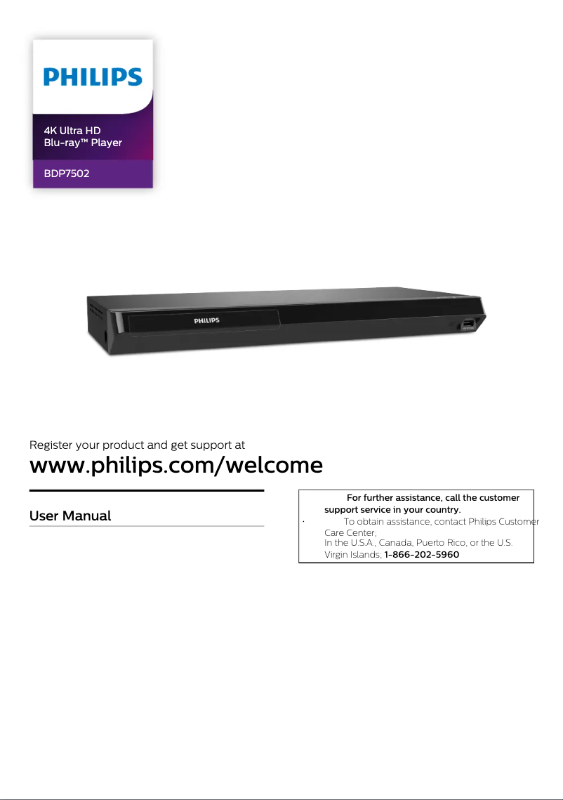Page n°1 - Manuel utilisateur Philips BDP7502