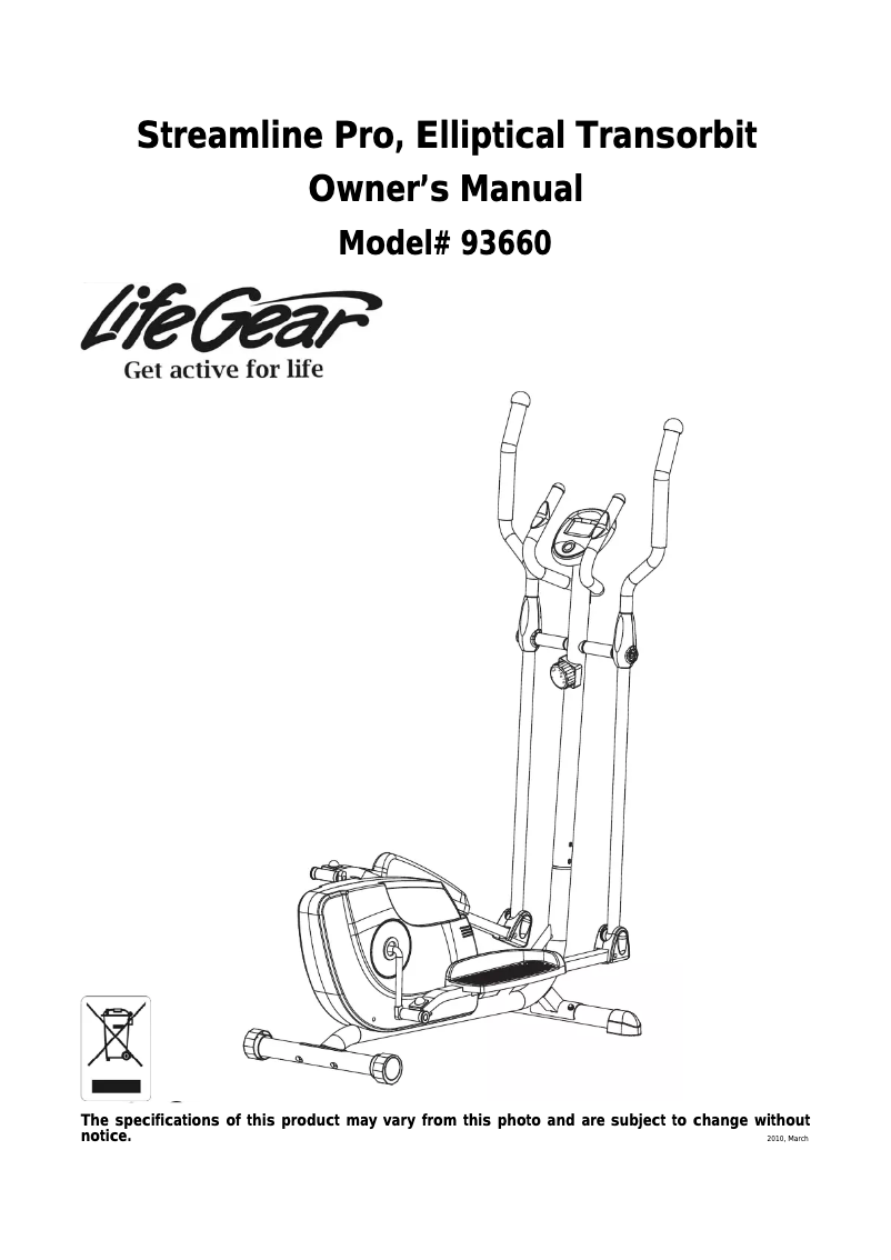 Page n°1 - Manuel utilisateur Life Gear Streamline Pro 93660