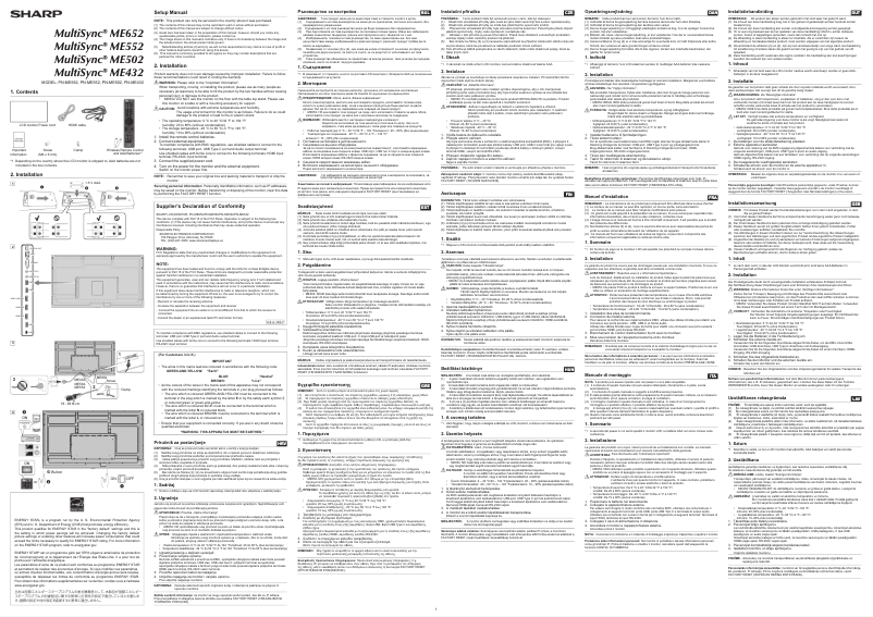 Page n°1 - Guide d'installation Sharp MultiSync ME552