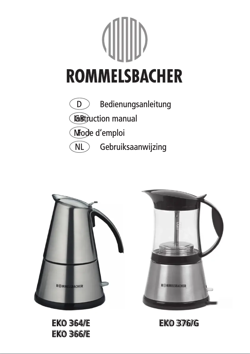 Page n°1 - Manuel utilisateur Rommelsbacher EKO 364/E