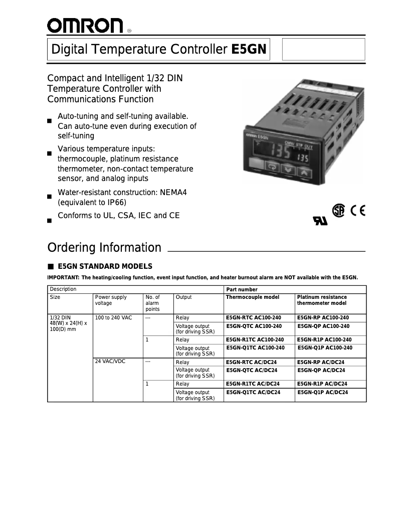 Page 1 de la notice Manuel utilisateur Omron E5GN