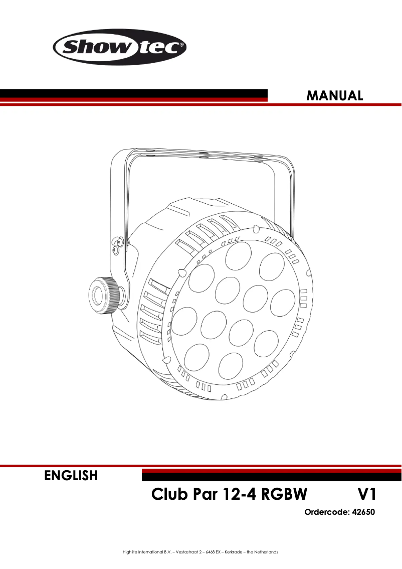Page 1 de la notice Manuel utilisateur Showtec Club Par 12-4 RGBW