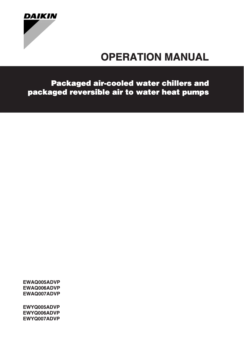 Page 1 de la notice Manuel utilisateur Daikin EWYQ005ADVP