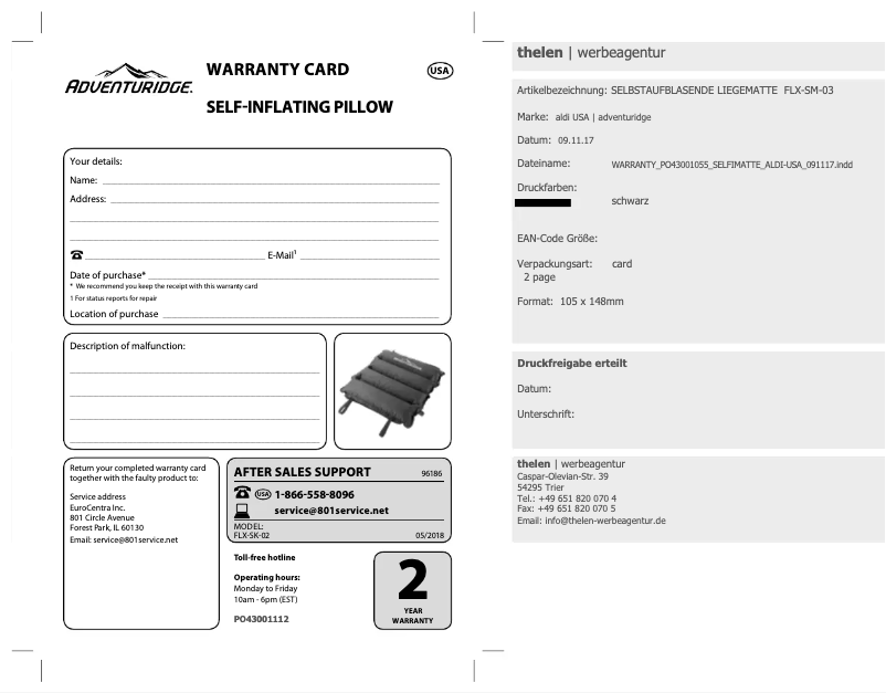 Page n°1 - Manuel utilisateur Adventuridge Self Inflating Pillow 96186