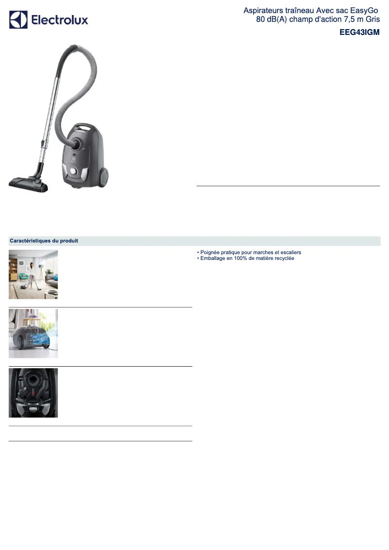 Image de la première page du manuel de l'appareil EasyGo EEG43IGM