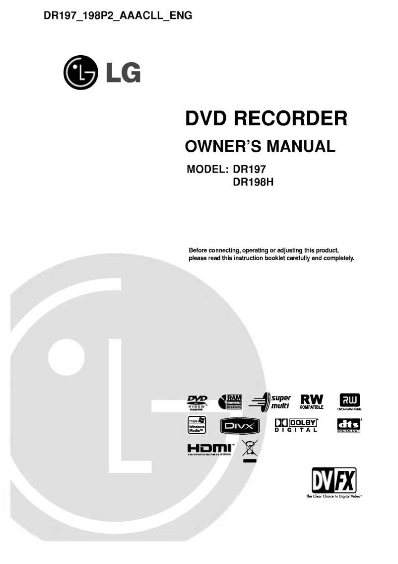 Page n°1 - Manuel utilisateur LG DR197P2