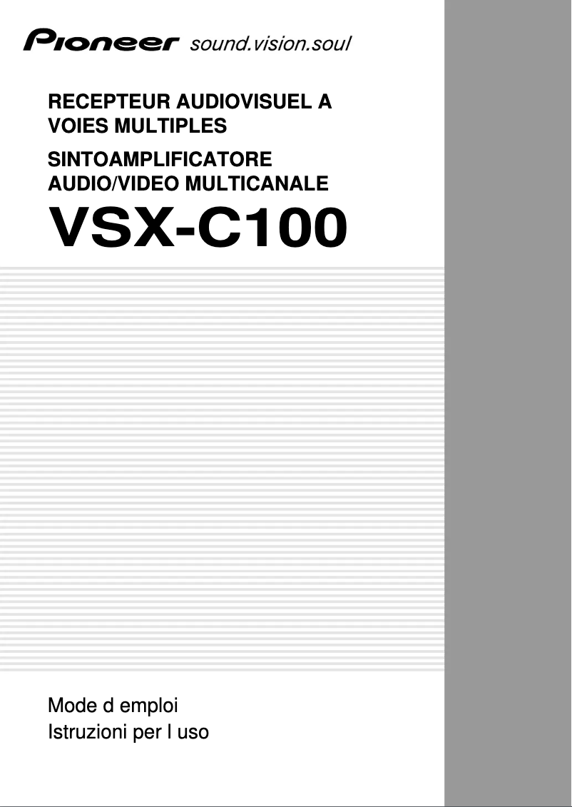 Page 1 de la notice Manuel utilisateur Pioneer VSX-C100