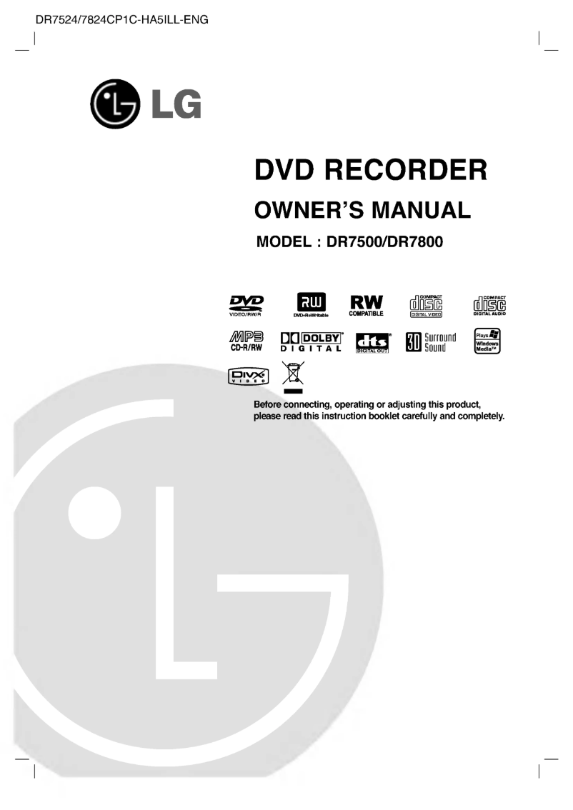 Page n°1 - Manuel utilisateur LG DR7800
