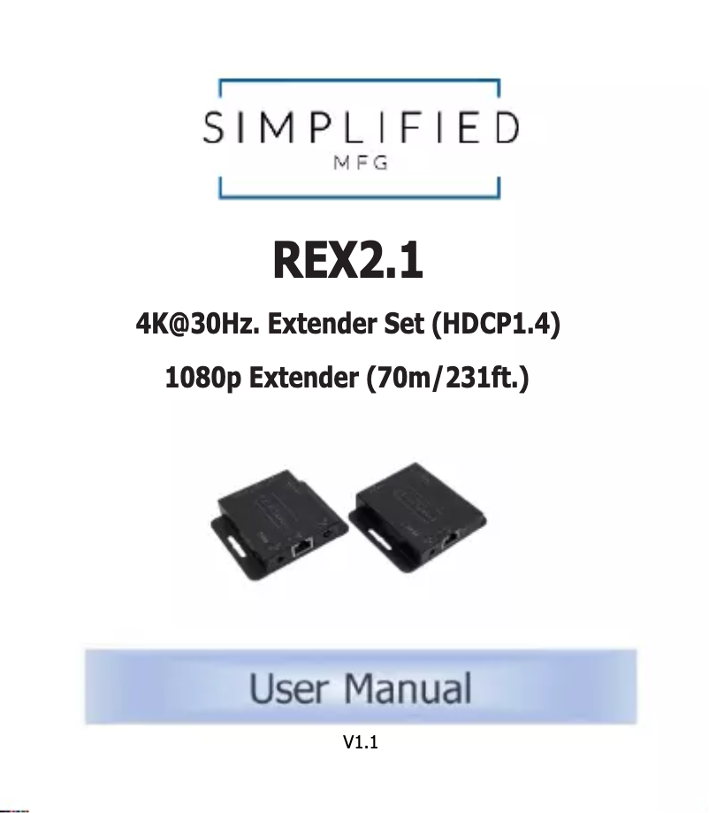 Page 1 de la notice Manuel utilisateur Simplified MFG REX2.1