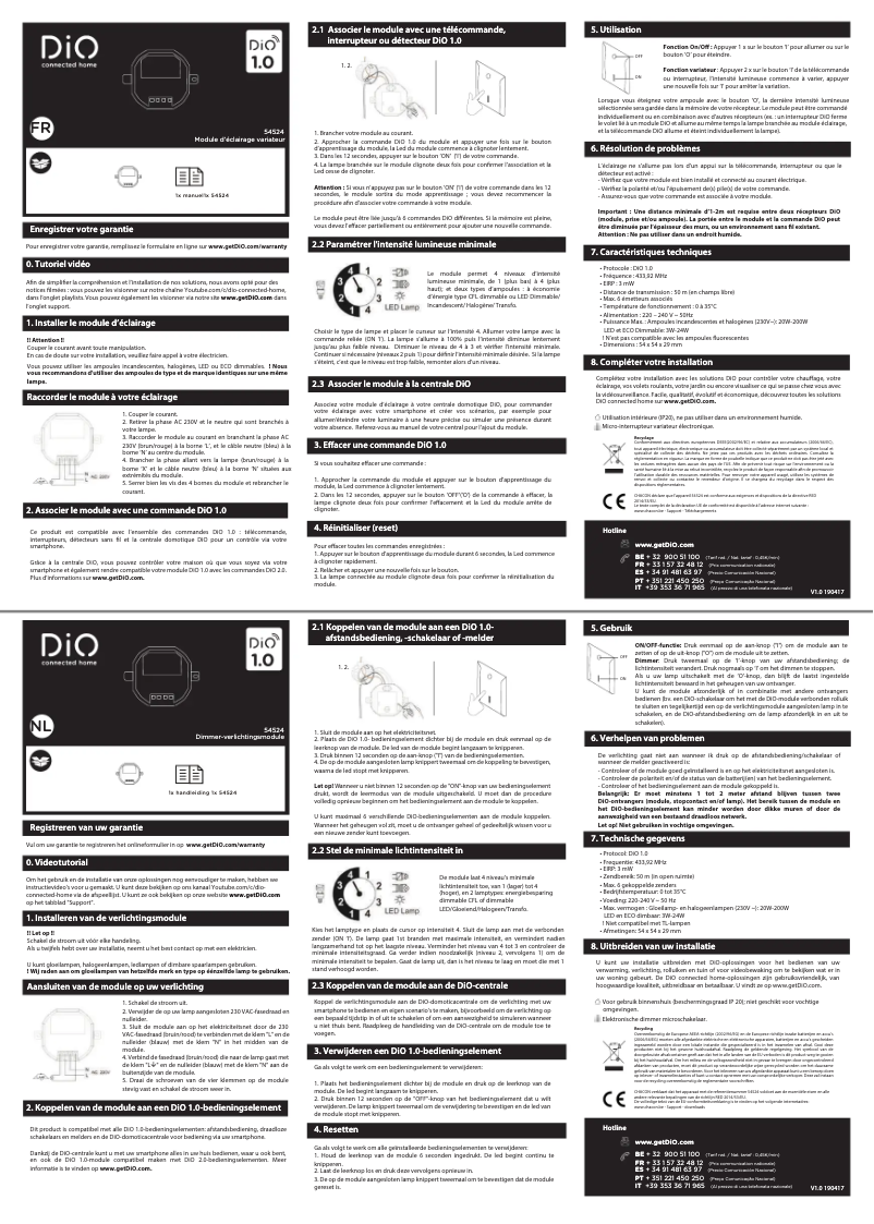 Page n°1 - Manuel utilisateur DiO 54524
