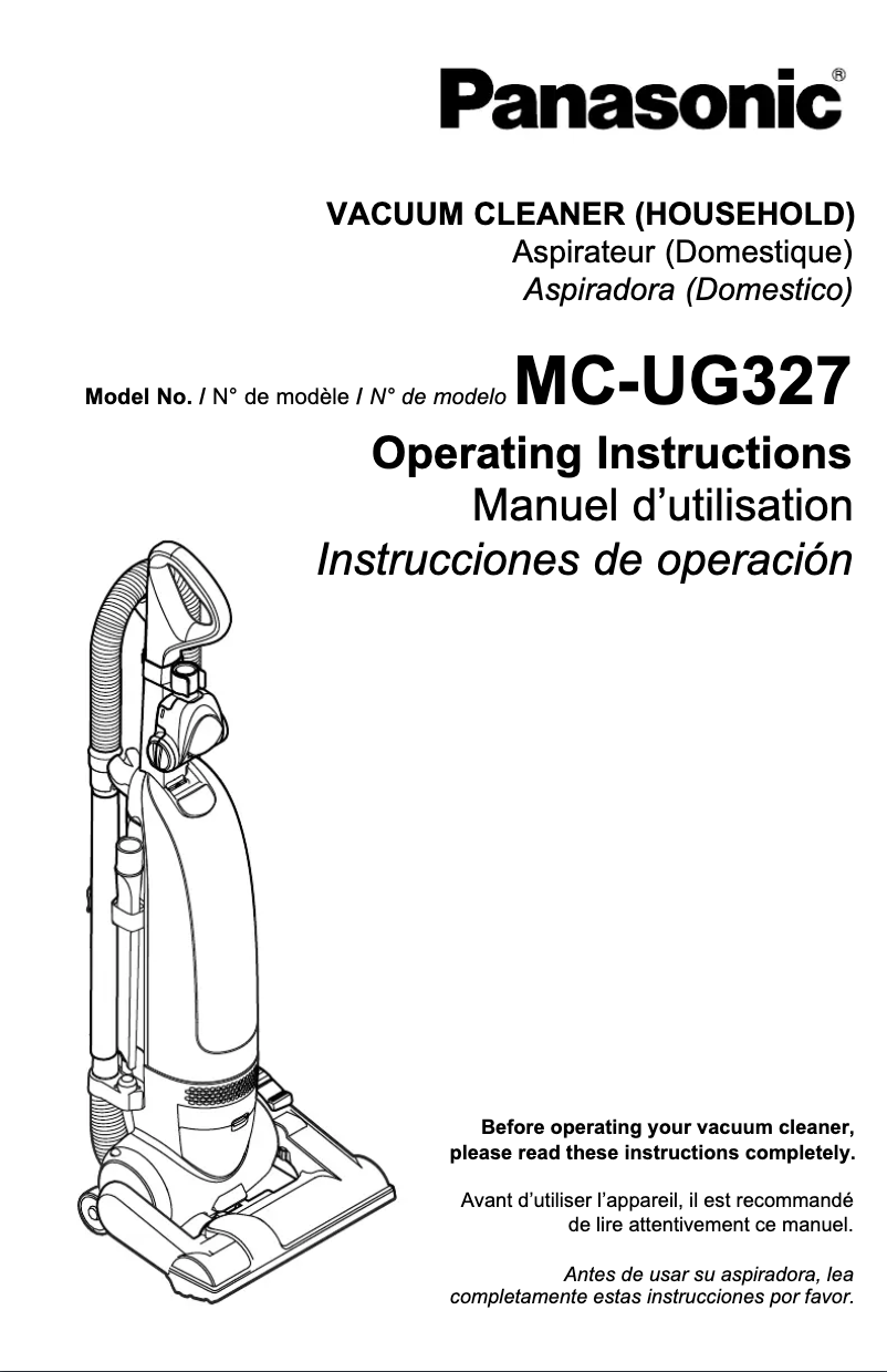 Page n°1 - Manuel utilisateur Panasonic MC-UG327