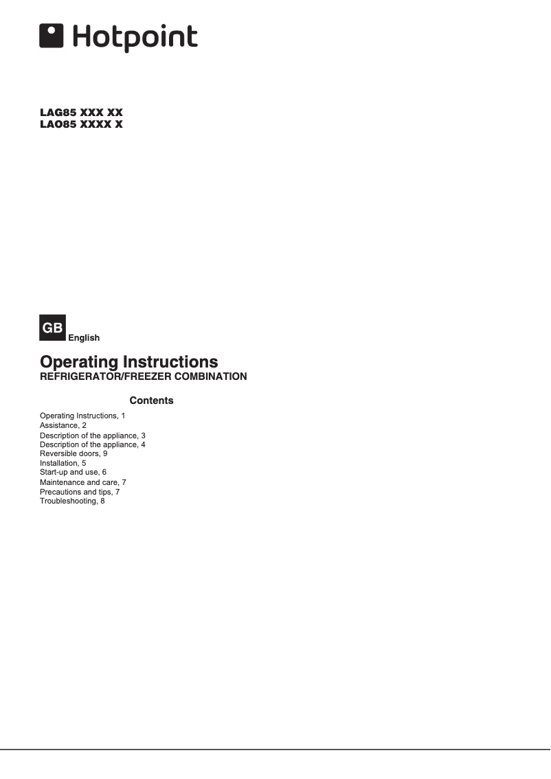 Page n°1 - Manuel utilisateur Hotpoint LAG85 N1I WH