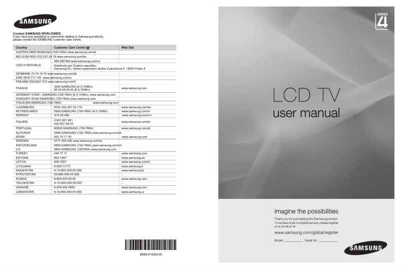 Page n°1 - Manuel utilisateur Samsung LE40A456