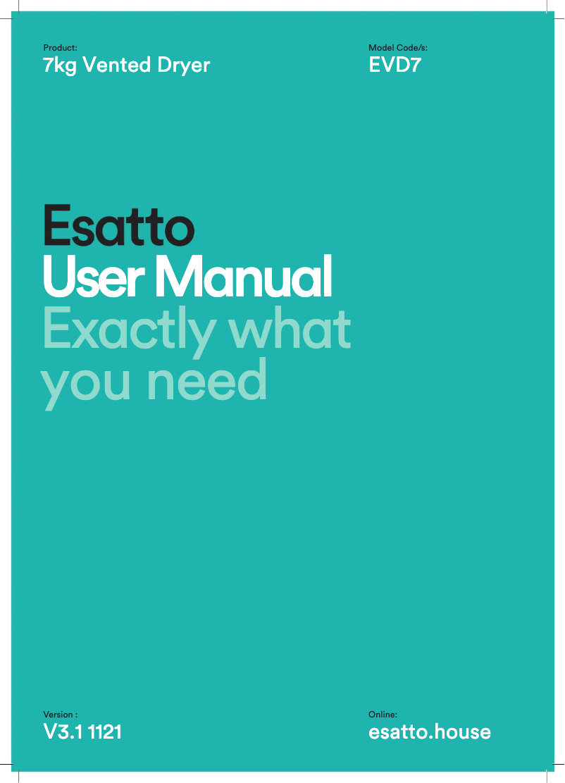 Page n°1 - Manuel utilisateur Esatto EVD7
