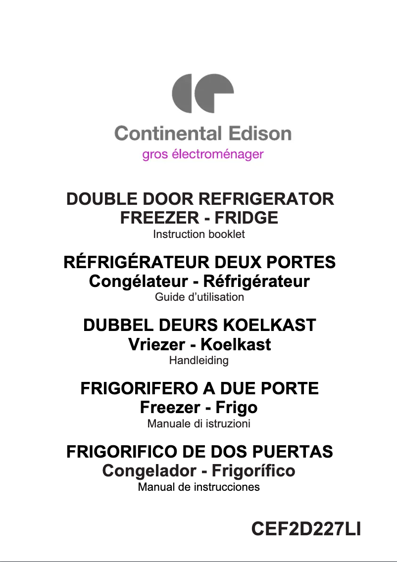 Image de la première page du manuel de l'appareil CEF2D227LI