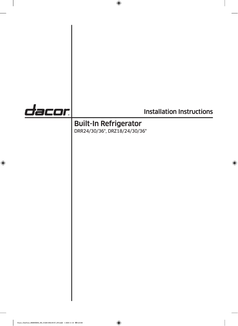 Page n°1 - Manuel utilisateur Dacor RAC18AMRHSR