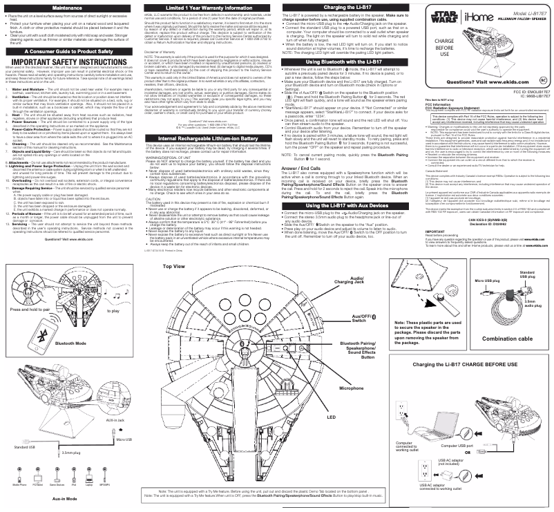 Página 1 del manual Manual de usuario iHome LI-B17E7.EM