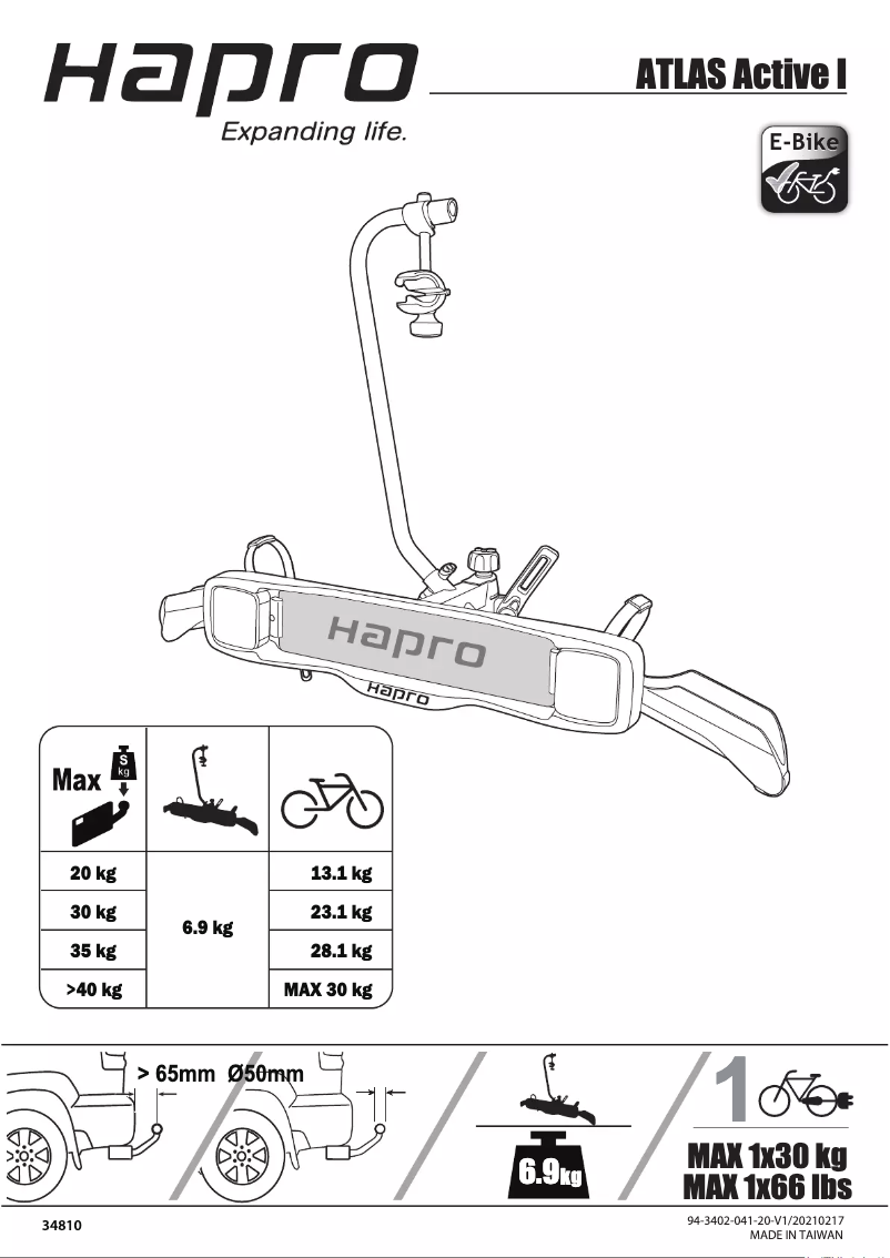 Page 1 de la notice Manuel utilisateur Hapro Atlas Active 1