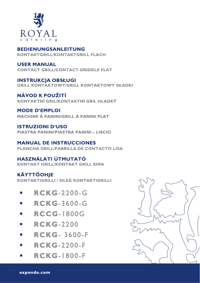 Page n°1 - Manuel utilisateur Royal Catering RCKG-2200-F