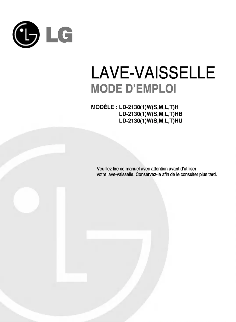 Image de la première page du manuel de l'appareil LD-2130WH