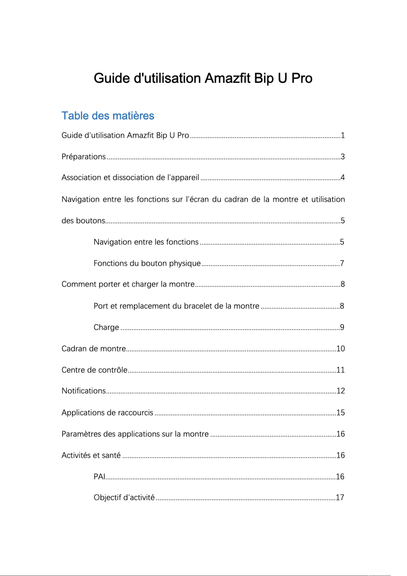 Page n°1 - Manuel utilisateur Amazfit Bip U Pro