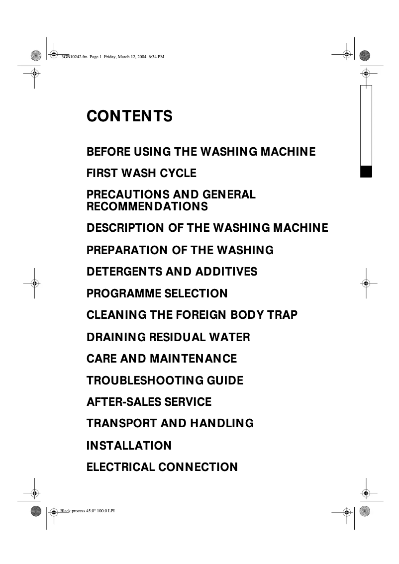 Page 1 de la notice Manuel utilisateur Whirlpool AWE 6621