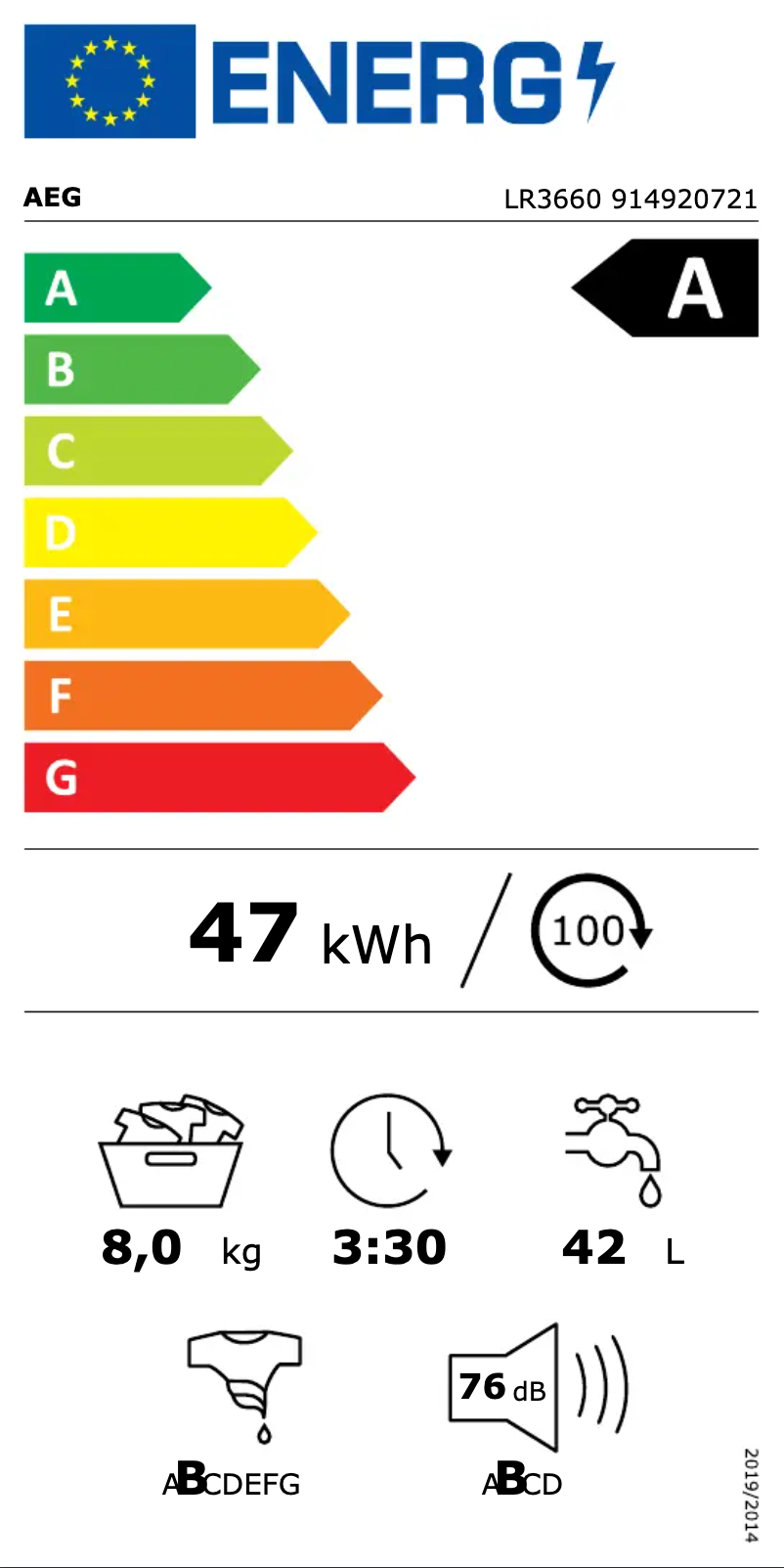 Page n°1 - Label énergétique Electrolux LR3660