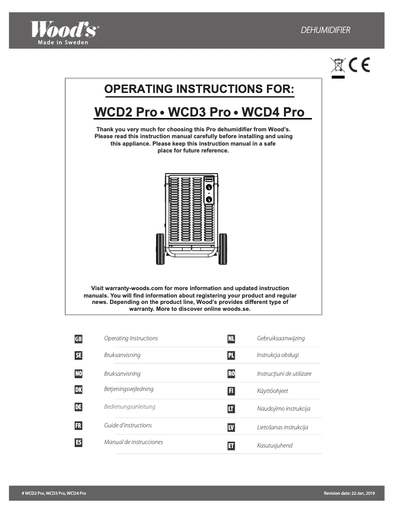 Page 1 de la notice Manuel utilisateur Wood's WCD4HG Pro