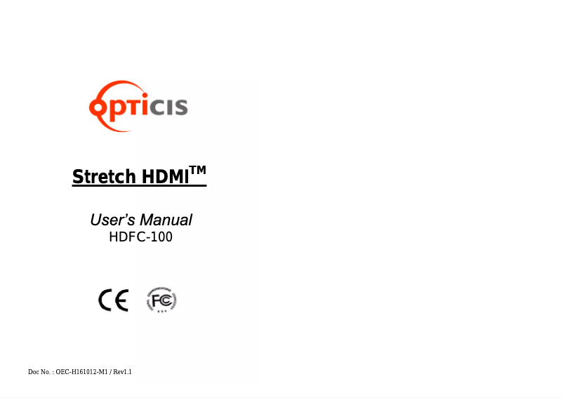 Page n°1 - Manuel utilisateur Opticis HDFC-100-15