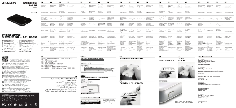 Page 1 de la notice Manuel utilisateur Axagon EE25-S6B