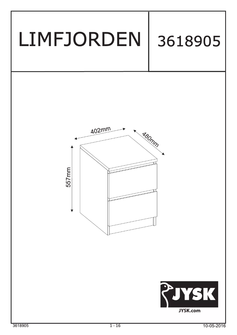 Page 1 de la notice Manuel utilisateur JYSK Limfjorden