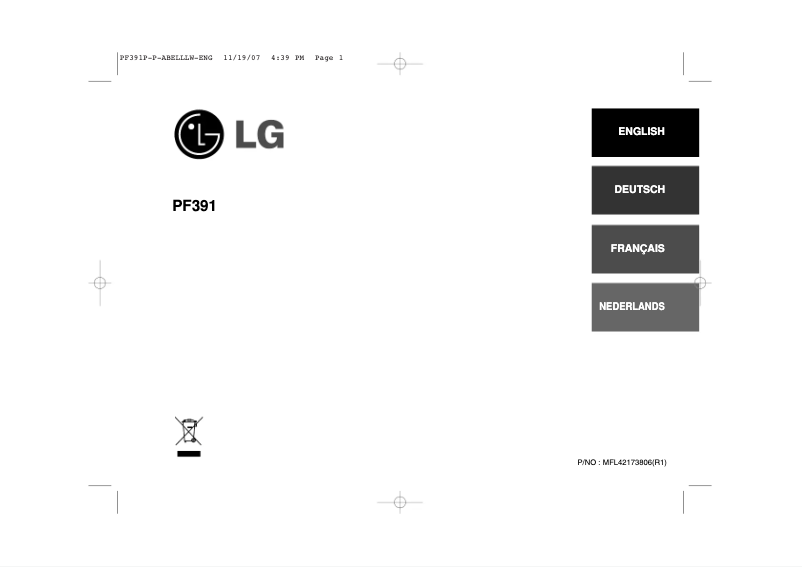 Page n°1 - Manuel utilisateur LG PF391