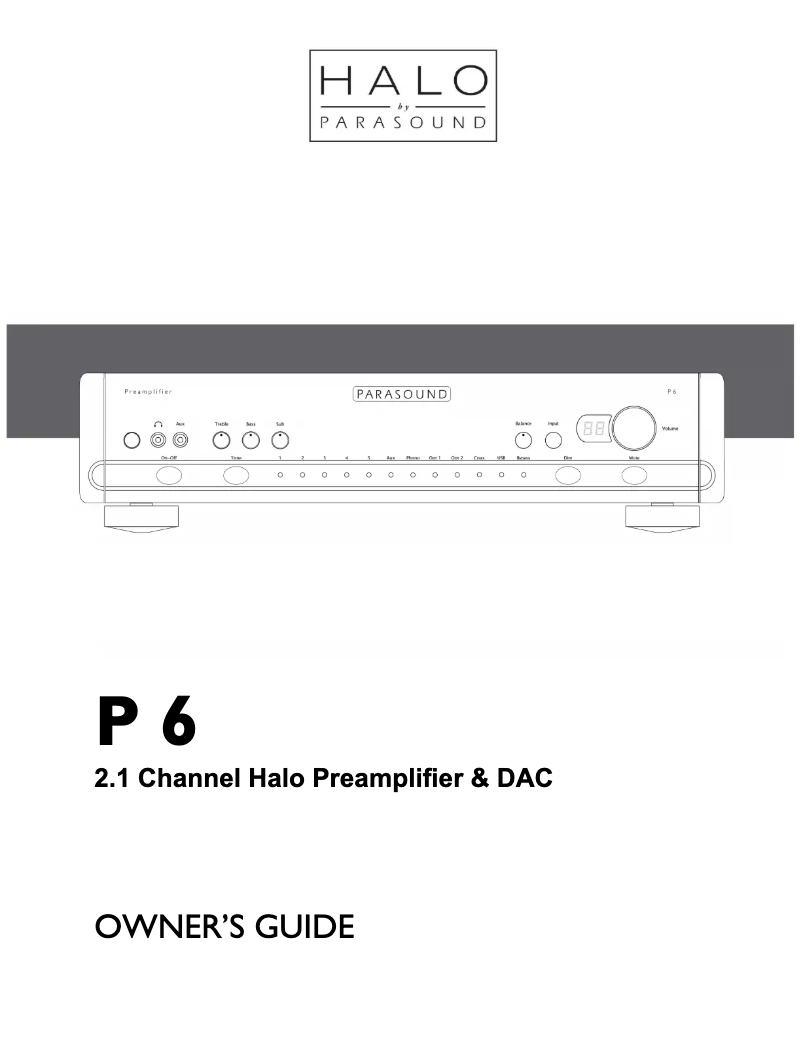 Page 1 de la notice Manuel utilisateur Parasound Halo P 6