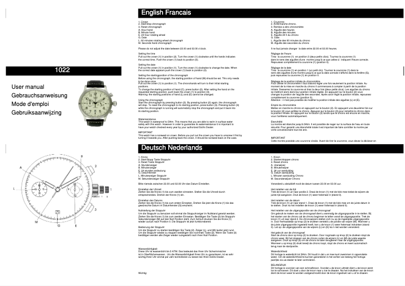 Page n°1 - Manuel utilisateur Davis 1022