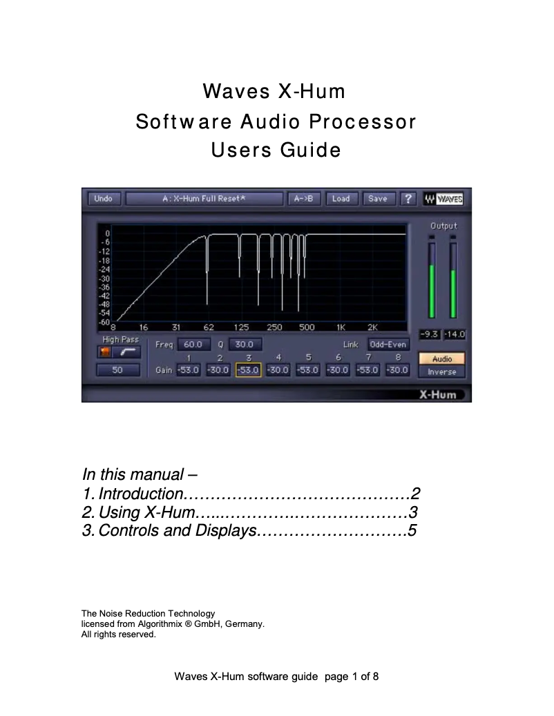 Page 1 de la notice Manuel utilisateur Waves X-Hum