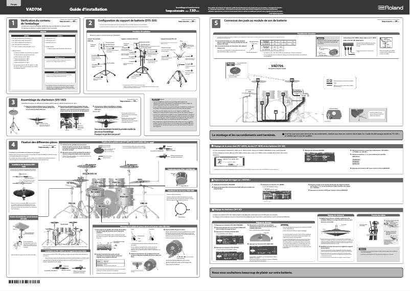 Page 1 de la notice Guide d'installation Roland VAD706