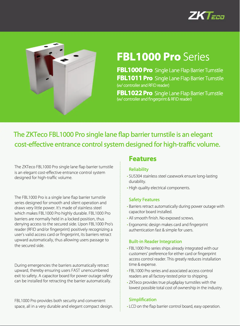 Image de la première page du manuel de l'appareil FBL1000 PRO