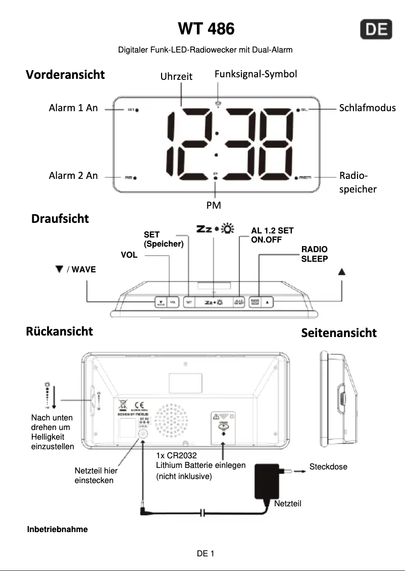 Page n°1 - Manuel utilisateur Techno Line WT 486