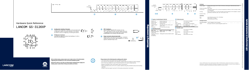 Page 1 de la notice Manuel utilisateur Lancom GS-3126XP