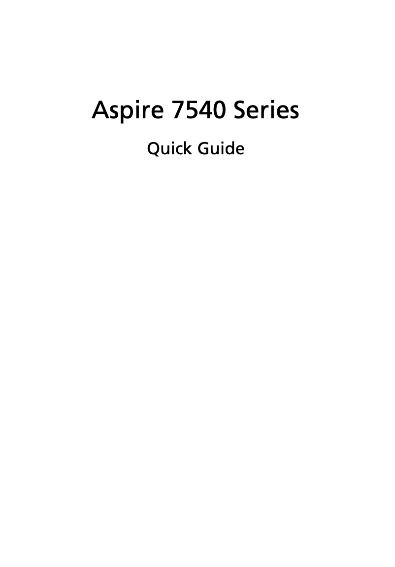 Imagen de la primera página del manual del dispositivo Aspire 7540