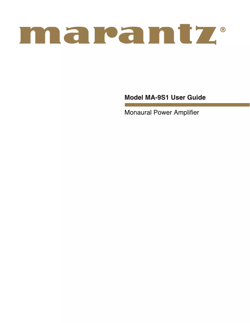 Page n°1 - Manuel utilisateur Marantz MA-9S1