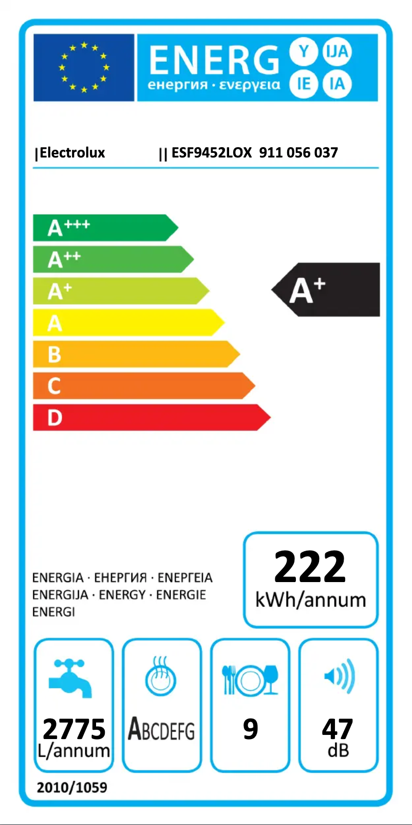 Image de la première page du manuel de l'appareil ESF9452LOX