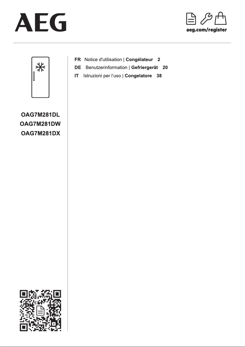 Page 1 de la notice Manuel utilisateur Electrolux OAG7M281DL