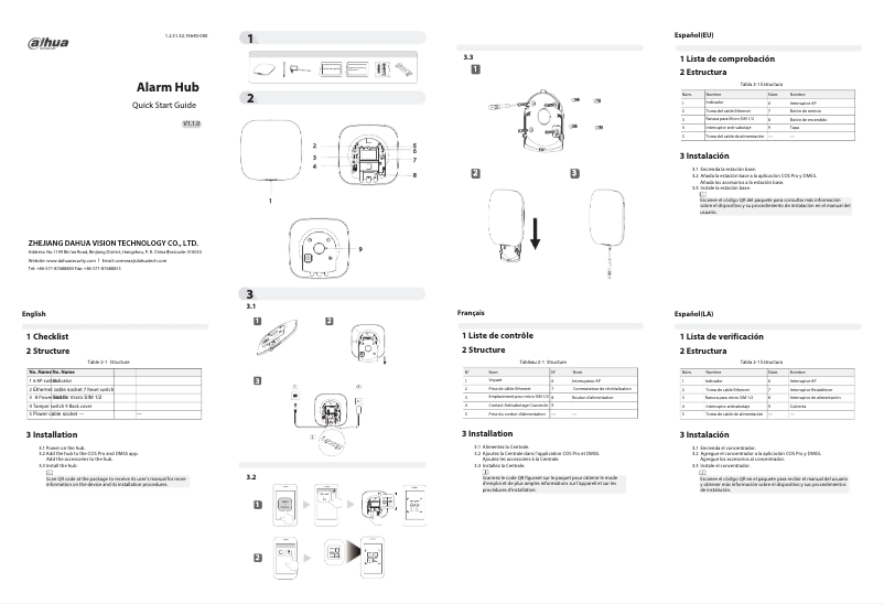Page 1 de la notice Guide de démarrage rapide Dahua Technology ARC3000H-GW2