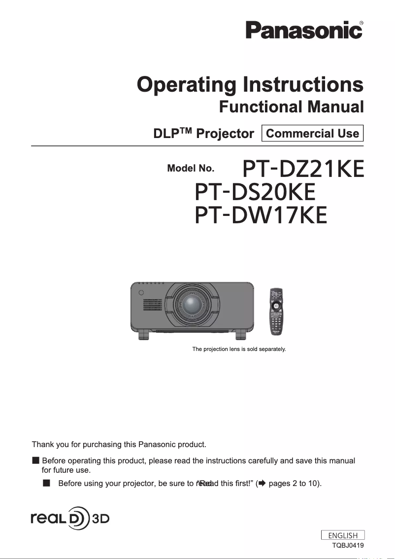Page n°1 - Manuel utilisateur Panasonic PT-DZ21KE