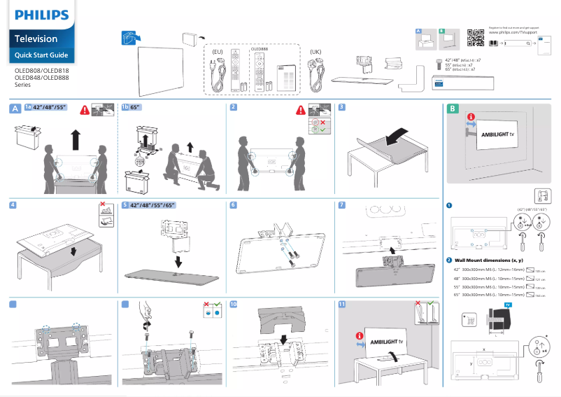 Page 1 de la notice Guide de démarrage rapide Philips 48OLED848