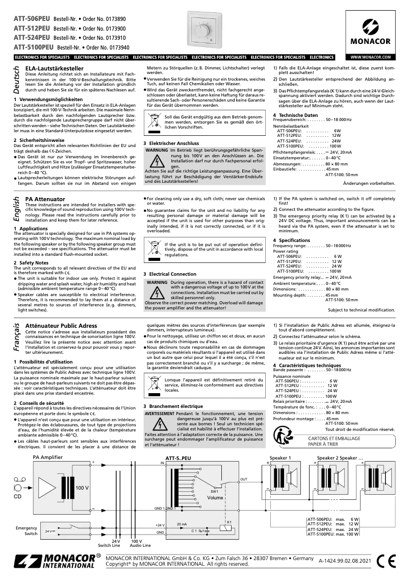 Image de la première page du manuel de l'appareil ATT-524PEU