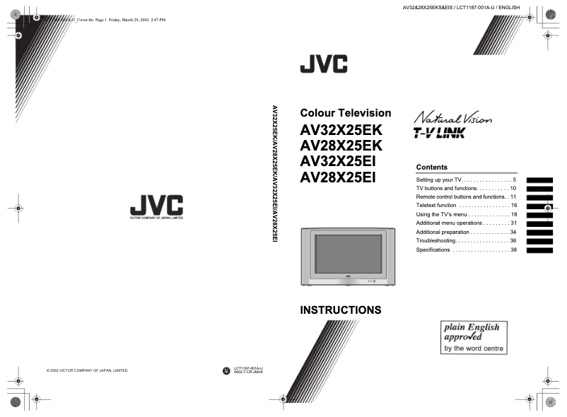 Page n°1 - Manuel utilisateur JVC AV28X25EK