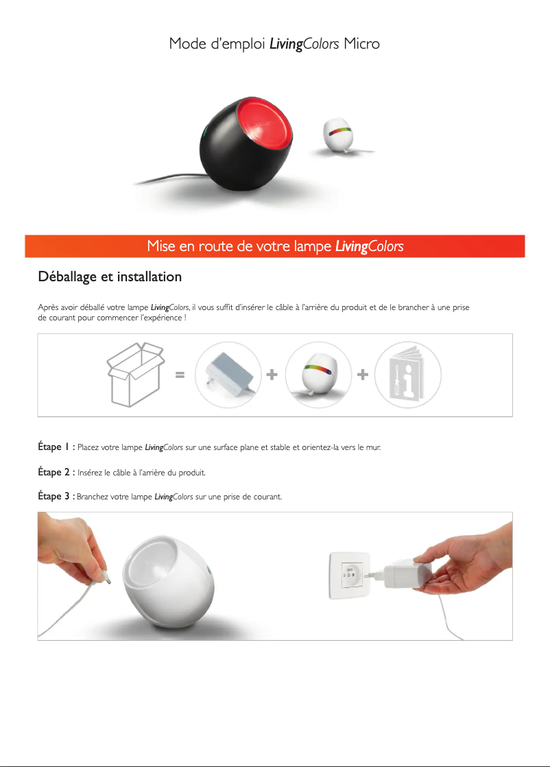 Page n°1 - Manuel utilisateur Philips LivingColors Micro 7001830PH